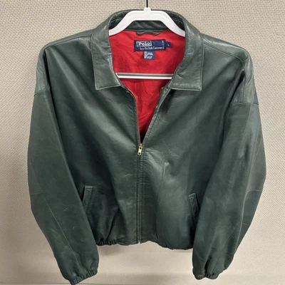 Chaqueta Bomber Polo By Ralph Lauren Cuero Verde Para Hombre Talla L Foto 1 de 4