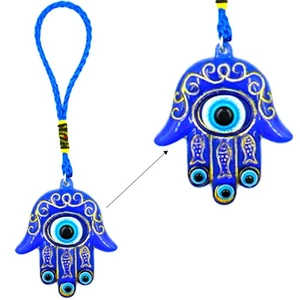 Hamsa Hand Amulett zum Schutz - Blau, Weiß & Schwarz Evil Eye Auto Charm - H... - Bild 1 von 8