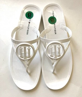 Sandálias femininas Tommy Hilfiger sapatos 8 novas sandálias brancas Things - Imagem 1 de 4