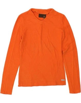 GAS Womens Top Long Sleeve UK 10 Small Orange Striped Cotton AW10 - Image 1 of 4