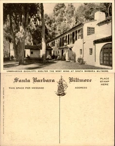 Vtg POSTCARD Santa Barbara CA Biltmore Hotel West Wing Umbrageous Eucalypti - Picture 1 of 2