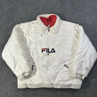 Chaqueta acolchada cortavientos Fila vintage grande para hombre suéter blanco retro años 90’s Foto 1 de 4