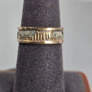 Vintage Navajo Sterlingsilber Geschichtenerzähler Ring Größe 6,5 1/20 mit 12k Goldfüllung - Bild 1 von 11
