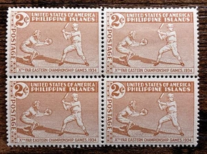 1934 Philippines Eastern Games, Sc 380 Block of Four, MLH, OG - Picture 1 of 3