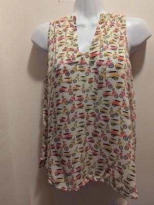 MAEVE Anthropologie Enna Moped Scooter Vespa Print Swing Tank Top Women's, 2 - Image 1 of 4