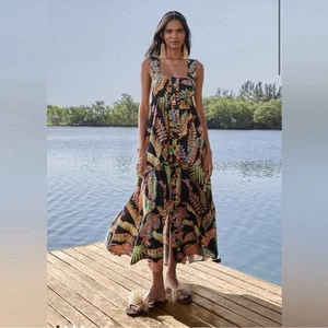 NEW Anthropologie Farm Rio Cool Foliage Sleeveless Midi Dress Women’s Medium - Picture 1 of 10