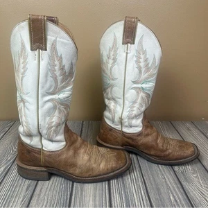 Justin Damen hellbraun Puma Rindsleder gebogene Schiene Stiefel BRL336 Größe 7,5B - Bild 1 von 15