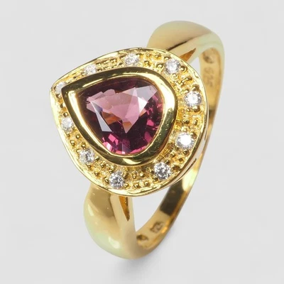 925 Sterling Silver Pink Rhodolite Garnet 1Ct Handmade Fine Jewelry Bezel Rings - Image 1 of 4