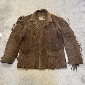 Schott Western Leather Fringe Jacket Vintage Country Rancher Mens Size 40 - Picture 1 of 10