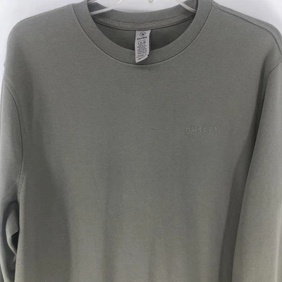 Hurley Men's Long Sleeve Pullover Green Cotton Blend Large Tight Waffle Knit - Image 1 of 4