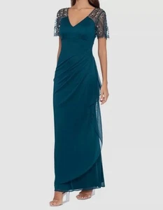 XSCAPE Women's Green Embellished Chiffon Dress Petite Size 4P - Picture 1 of 2