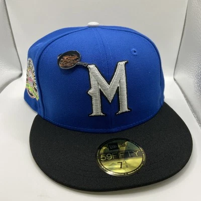 New Era Milwaukee Brewers County Stadium Parche 59FIFTY Gorra Ajustada Azul 7 1/8 Foto 1 de 4