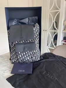 CHRISTIAN DIOR Oblique Motion Backpack navy Blue / black - Picture 1 of 5