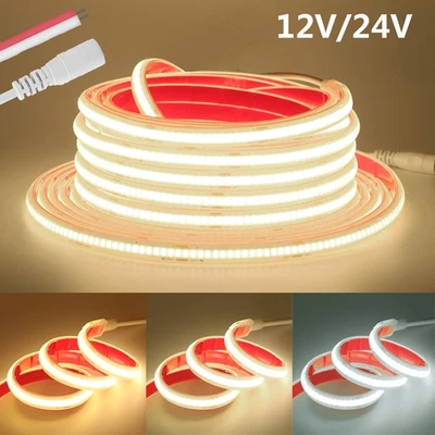 12V 24V Selbstklebend COB LED Streifen Strip Band Lichtschlauch IP68 Wasserdicht - Bild 1 von 4