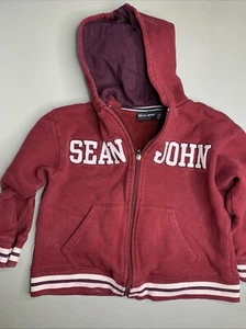 Vtg Sean John Boy’s Long Sleeve Fleece Lined Zip Up Burgundy Hoodie Jacket L (7) - Picture 1 of 7