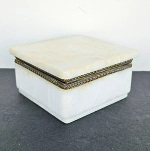 Vintage 1950s ITALIAN Natural MARBLE STONE JEWELRY Trincket BOX - Picture 1 of 13