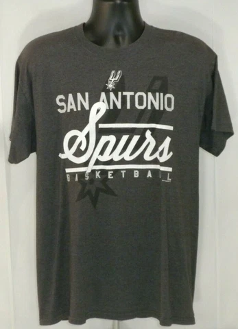 NBA San Antonio Spurs Mens T-Shirt Large Gray White Basketball Fan 50/50 Blend Cover