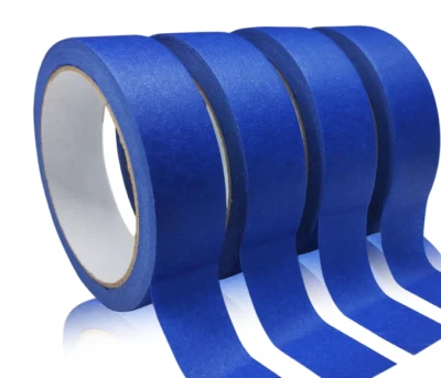 4 rollos de cinta azul para pintores - cinta adhesiva multiusos, sin residuos, fácil eliminación Foto 1 de 4