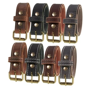 Men's Genuine Buffalo Leather Belt, 1 1/2"_Antique Brass Buckle_Amish Handmade - Picture 1 of 52