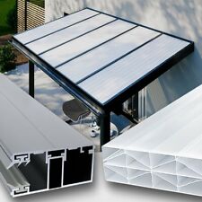 Terrassenüberdachung  Doppelstegplatten Polycarbonat 16mm XStruktur Opal ALU/ALU