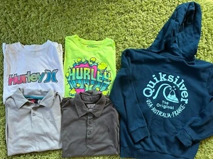 5 Quiksilver Hurley Volcom short Sleeve Dress Shirts Boys Small  Jacket 7/8 Lot - Picture 1 of 7