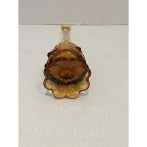 Vintage Fenton Amber Cabbage Rose Floral Botanical Glass Swung Vase Mid-Century - Picture 1 of 6