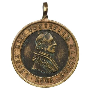 Vatican médaille 1888 Léon XIII 50 ans ordonnance sacerdotale Rome bimétallique - Imagen 1 de 2