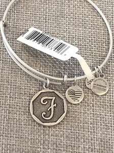 NEU Alex und Ani Buchstabe Initiale F Monogramm Charm verstellbar Armband Silber - Bild 1 von 4
