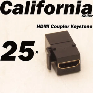 25er-Pack Menge HDMI Keystone Wandplatte Snap-In Buchse Einsatz Kupplung Buchse schwarz - Bild 1 von 8