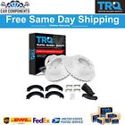 TRQ Rear Posi Ceramic Brake Pad &amp; Performance Rotor with Parking Shoe for GM