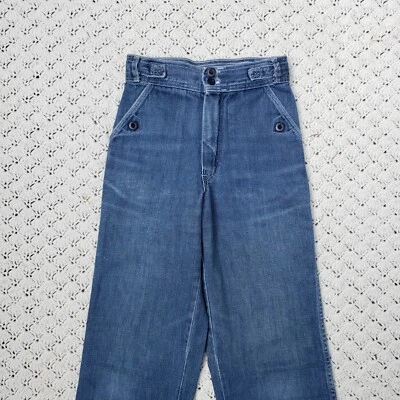 Винтажный 1970-х женщин прямые штанины джинсы брюки коготь молнии джинсовой ткани темно стирка - 5 - Изображение 1 из 4