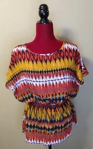 Millennium Colorful Top Lose Fitting With An Elastic Waist & Short Sleeve Size M - Picture 1 of 9