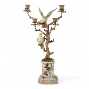 porcelain bronze ormolu BIRDS N branches candelabra candelabrum figurine LEFT - Picture 1 of 8