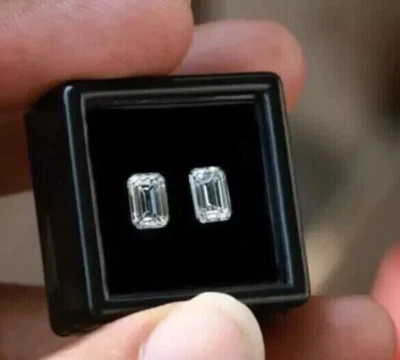 Loose CVD Lab-Grown Diamond 2 Ct n 4 Ct Emerald (D - IF ) 2 Pcs Certified - Image 1 of 4