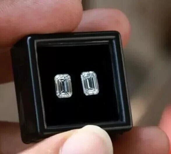 Loose CVD Lab-Grown Diamond 2 Ct n 4 Ct Emerald (D - IF ) 2 Pcs Certified - Image 1 of 4