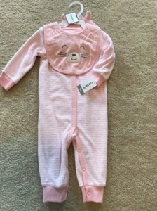 NUEVO Carter's Niña 9 Meses Gatito 1 Pieza Jersey Conjunto con Babero y Sombrero a Juego  - Imagen 1 de 10