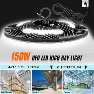 150W LED UFO High Bay Light Commercial Garage Warehouse Factory Lamp 5000K 110V - Picture 1 of 11