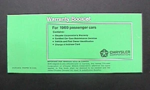 1969 NOS WARRANTY BOOKLET Glovebox Owner's Manual Mopar Plymouth Dodge 426 Hemi - Picture 1 of 1
