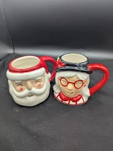Threshold Set of 2 Mr & Mrs Santa Claus Mugs Christmas Ceramic - Picture 1 of 2