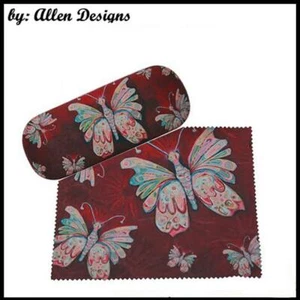 Quirky BUTTERFLY Eye Glasses Case Microfibre Cleaning Cloth by Allen Design - Picture 1 of 3