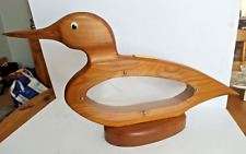 Vintage Hand Crafted Wooden Duck Bank by Serge Ferland Canada 1992