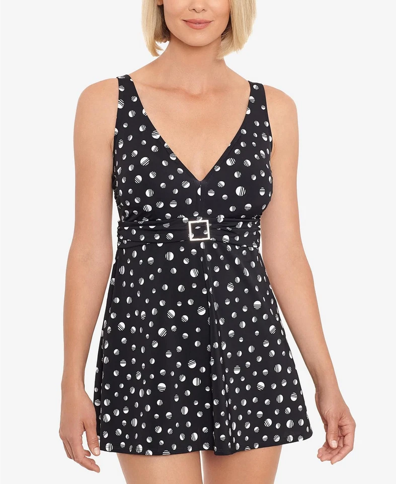 Swim Solutions 281138 Vestido de baño Empire-Waist Control de barriga, traje de baño para mujer 12 Foto 1 de 2