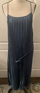 Sam Edelman Kleid Damen Gr. XL Satin Plisse Schieferblau Designer Party - Bild 1 von 12