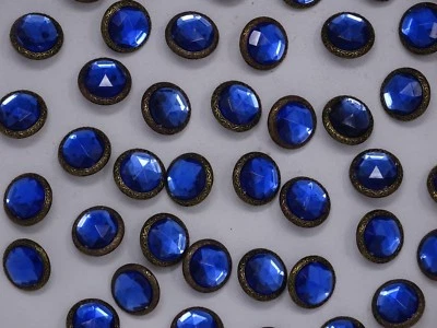 Vtg Blue Rhinestone w/ Embellished Border Shank Buttons 18mm Lot of 8 B128-11 - Image 1 of 4