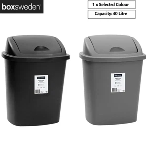 40L Plastic Rubbish Bin Swing Top Lid Home Kitchen Office Garage Waste Trash Bin - Picture 1 of 5