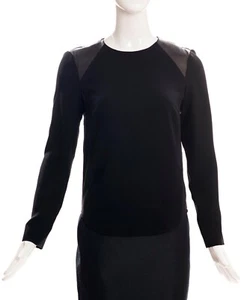 RAG & BONE schwarz Lammleder Schulter Langarm silber Rücken Reißverschluss Bluse Top XS - Bild 1 von 11