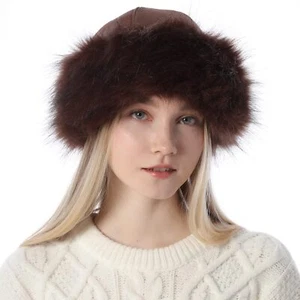 Women's Faux Fur Hat Fluffy Warm Cap Cossack Russian for Winter Ski Snow - Picture 1 of 7
