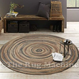 Kansas Beige Grey Braided Natural Jute Round Floor Rug - 3 Sizes **NEW** - Picture 1 of 12