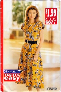 Butterick See & Sew 6877 Misses Dress w Cap Sleeves Easy Pattern Size 6-14 Uncut - Picture 1 of 2