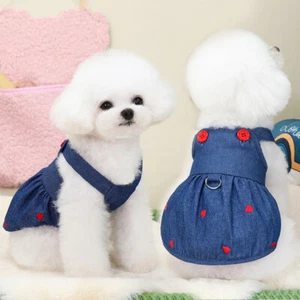 Pet Dogs Denim Dress Princess Dress Puppy Small Dog Clothes Spring Summer 2024 ! - Picture 1 of 17